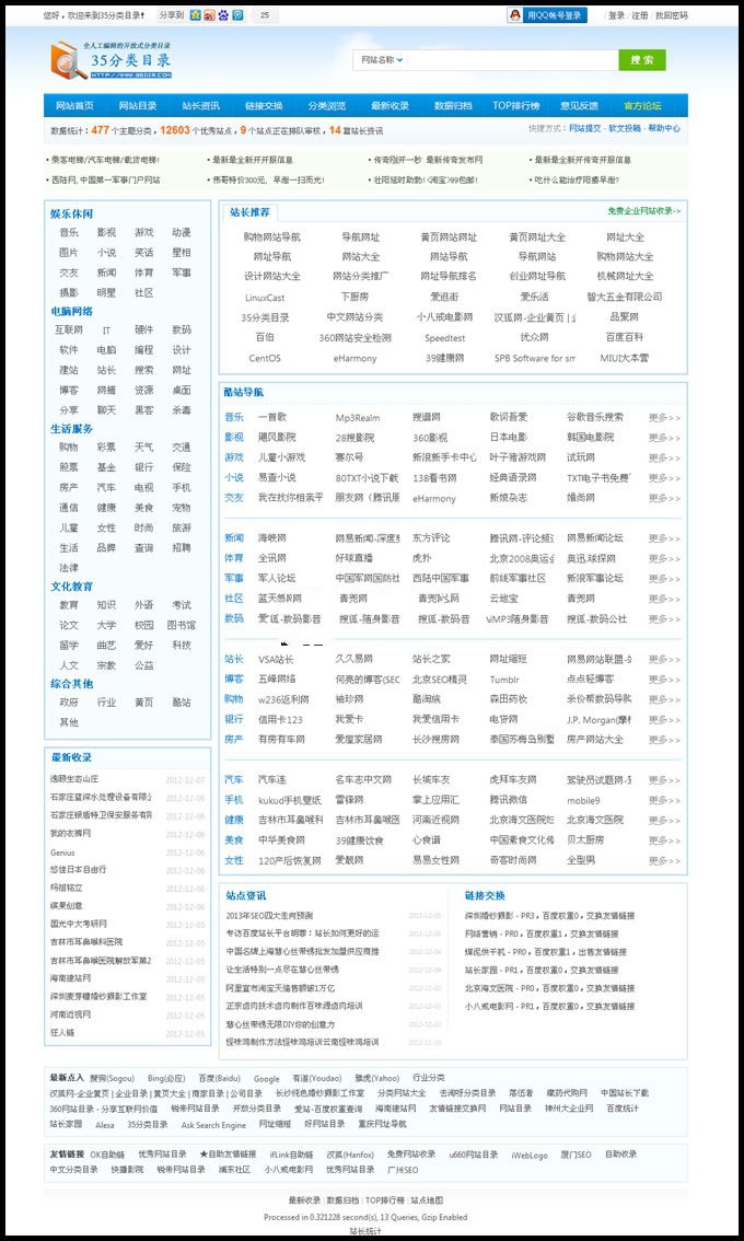 80元PHP目录导航站源码：网址提交+会员注册+软文系统